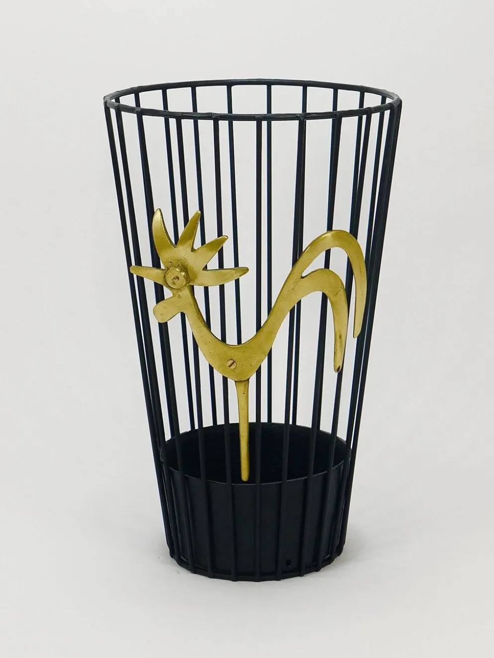 Porte-parapluies Coq en Laiton Walter Bosse Milieu du Siècle pour Herta Baller, années 1950