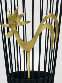 Porte-parapluies Coq en Laiton Walter Bosse Milieu du Siècle pour Herta Baller, années 1950