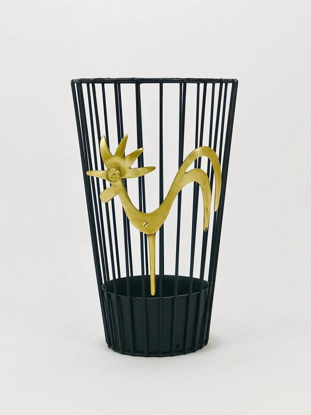 Porte-parapluies Coq en Laiton Walter Bosse Milieu du Siècle pour Herta Baller, années 1950