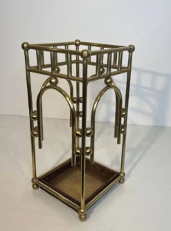 Porte-parapluies moderniste en laiton dans le goût de Joseph Hoffmann