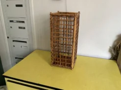 Porte parapluies osier rotin circa 1970