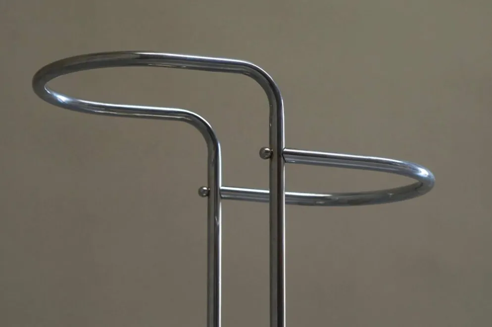 Porte-parapluie style Bauhaus en laiton chromé, années 1960