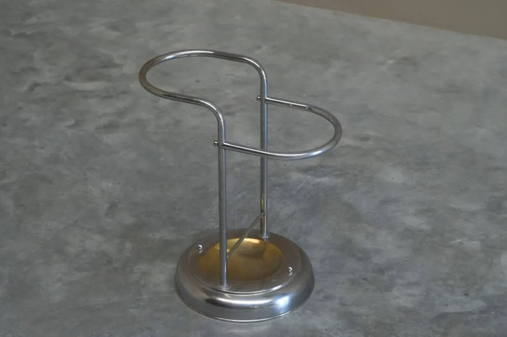 Porte-parapluie style Bauhaus en laiton chromé, années 1960