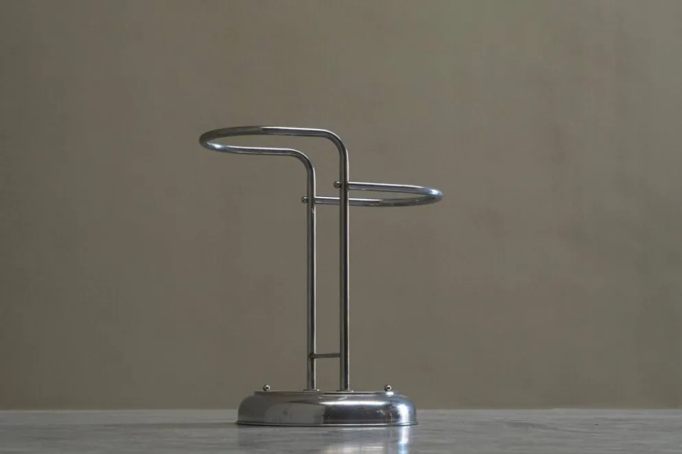 Porte-parapluie style Bauhaus en laiton chromé, années 1960