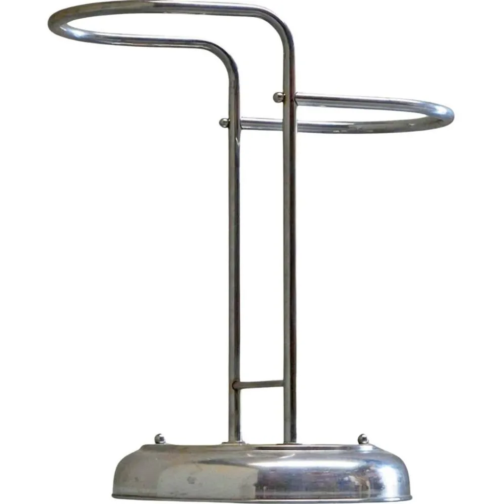 Porte-parapluie style Bauhaus en laiton chromé, années 1960