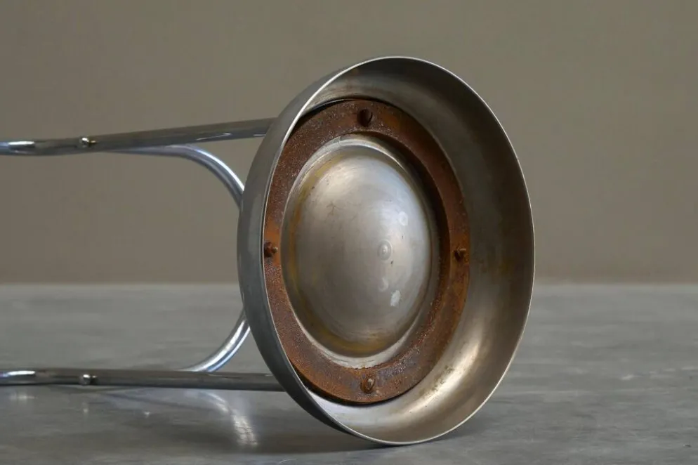 Porte-parapluie style Bauhaus en laiton chromé, années 1960