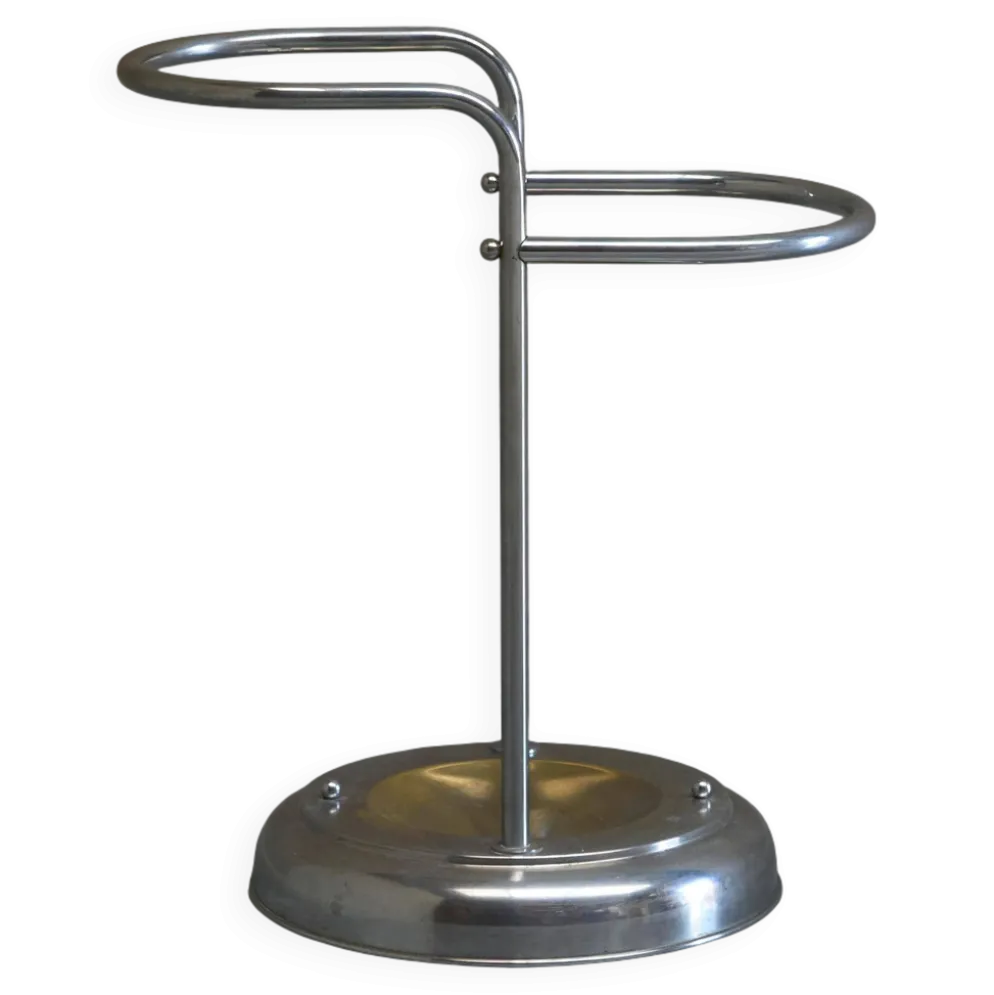 Porte-parapluie style Bauhaus en laiton chromé, années 1960