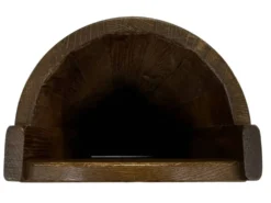 Porte-parapluies vintage en chêne foncé design de rangement de panier des années 60 design minimaliste