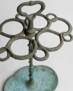 Porte-parapluies vintage en laiton des années 1930, design sculptural en forme de serpent