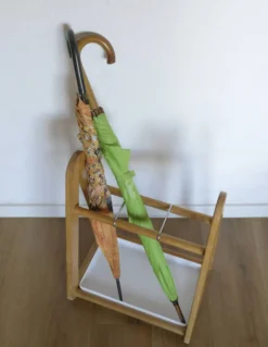 Porte-parapluie vintage de style scandinave, support en bois moderne du milieu du siècle