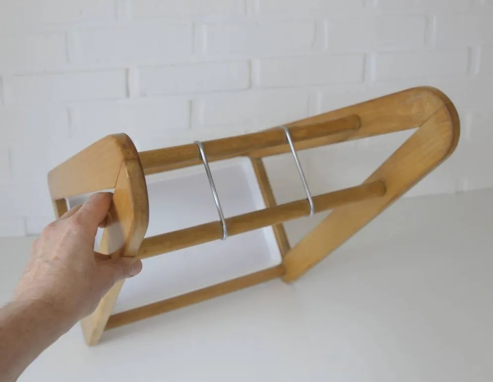 Porte-parapluie vintage de style scandinave, support en bois moderne du milieu du siècle