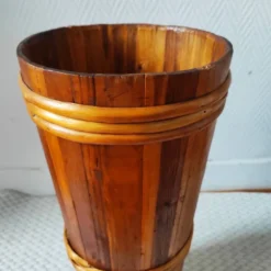 Porte- parapluie vintage en bois et rotin
