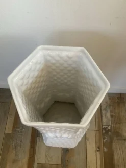 Porte parapluie vintage en céramique craquelée