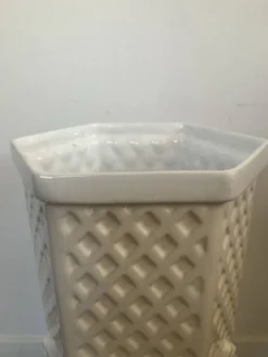 Porte parapluie vintage en céramique craquelée