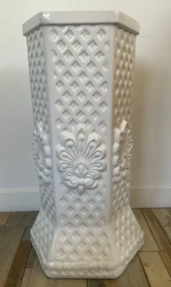 Porte parapluie vintage en céramique craquelée