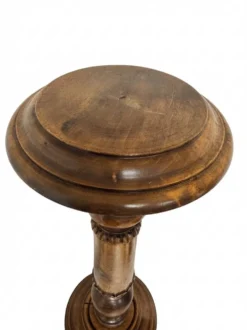 Porte-plante ancien en bois tourné, sellette haute
