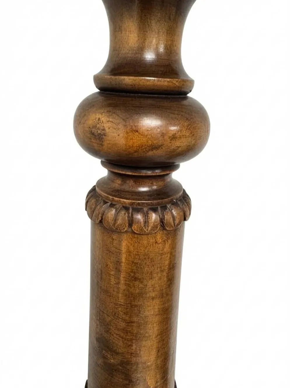 Porte-plante ancien en bois tourné, sellette haute