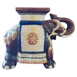 Porte plante elephant ceramique 70s vintage xl - marron