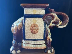 Porte plante elephant ceramique 70s vintage xl - marron