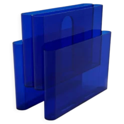 Porte-revue bleu transparent par Giotto Stoppino pour Kartell, 1970