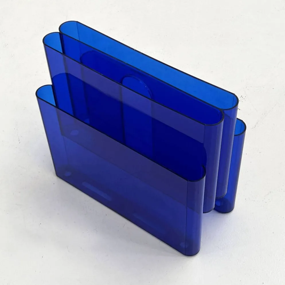 Porte-revue bleu transparent par Giotto Stoppino pour Kartell, 1970