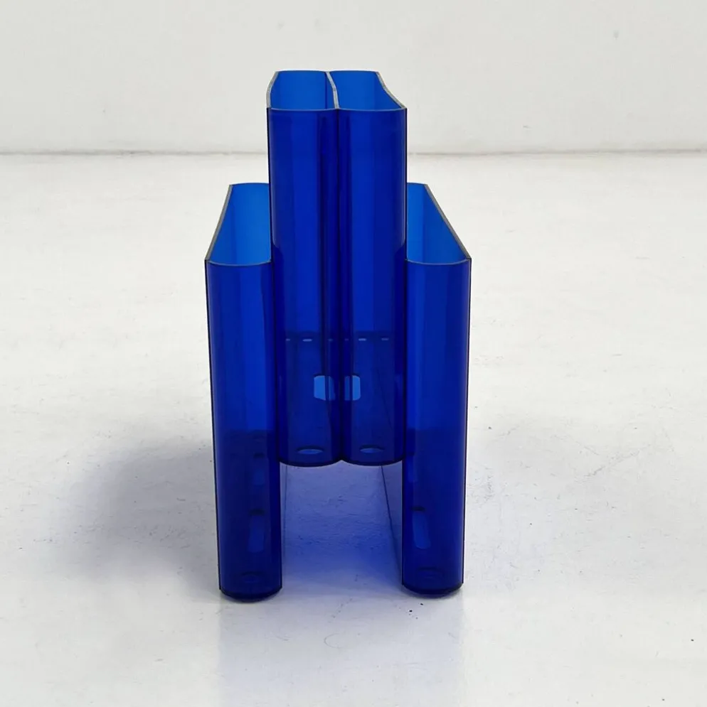 Porte-revue bleu transparent par Giotto Stoppino pour Kartell, 1970