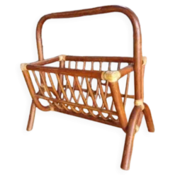 Porte revue rotin vintage 1960 env