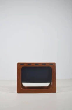 Porte-revues danois en teck et cuir par Salin Møbler, années 1970.