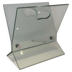 Porte-revues design en verre et acier brossé