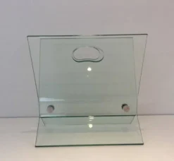 Porte-revues design en verre et acier brossé