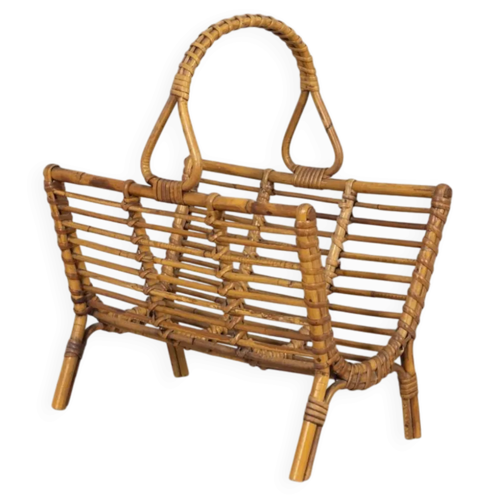 Porte-revues en bambou au design italien vintage des années 1960