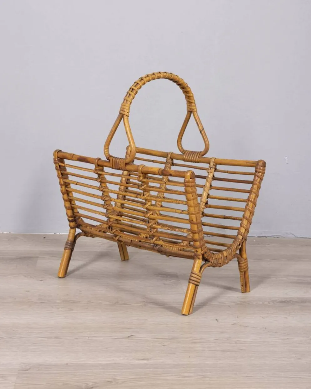 Porte-revues en bambou au design italien vintage des années 1960