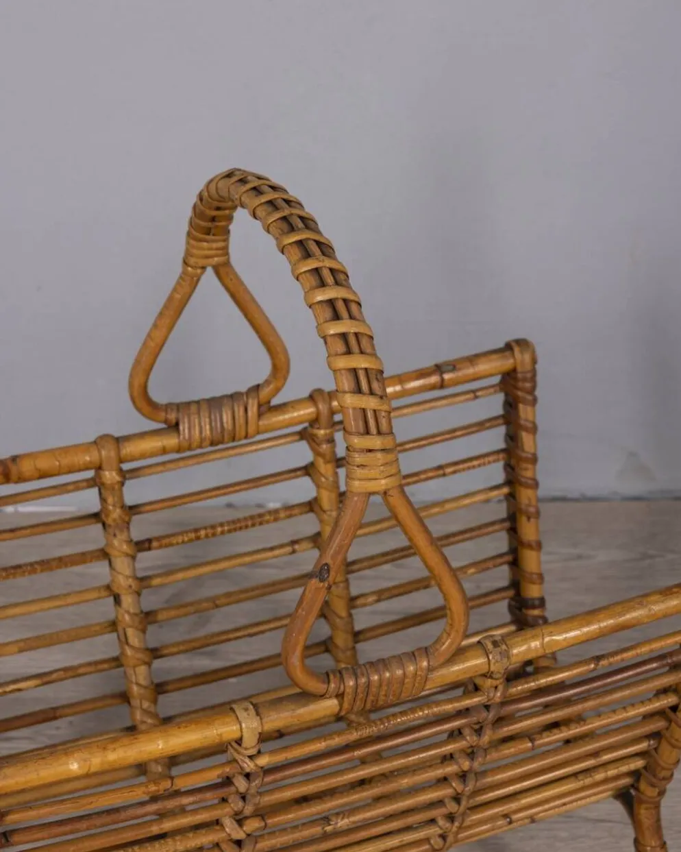 Porte-revues en bambou au design italien vintage des années 1960