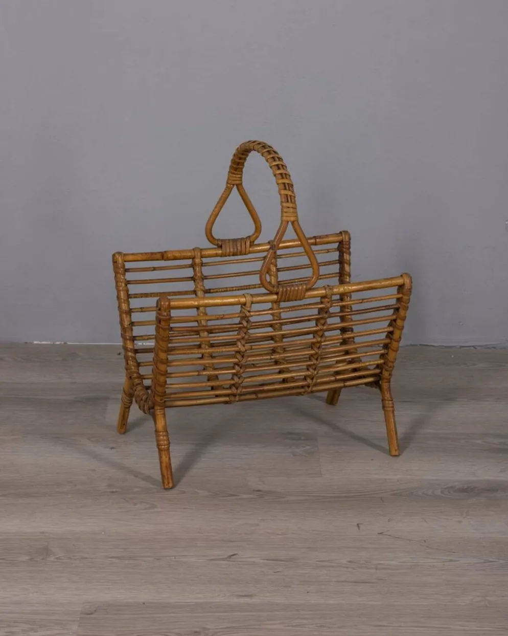 Porte-revues en bambou au design italien vintage des années 1960