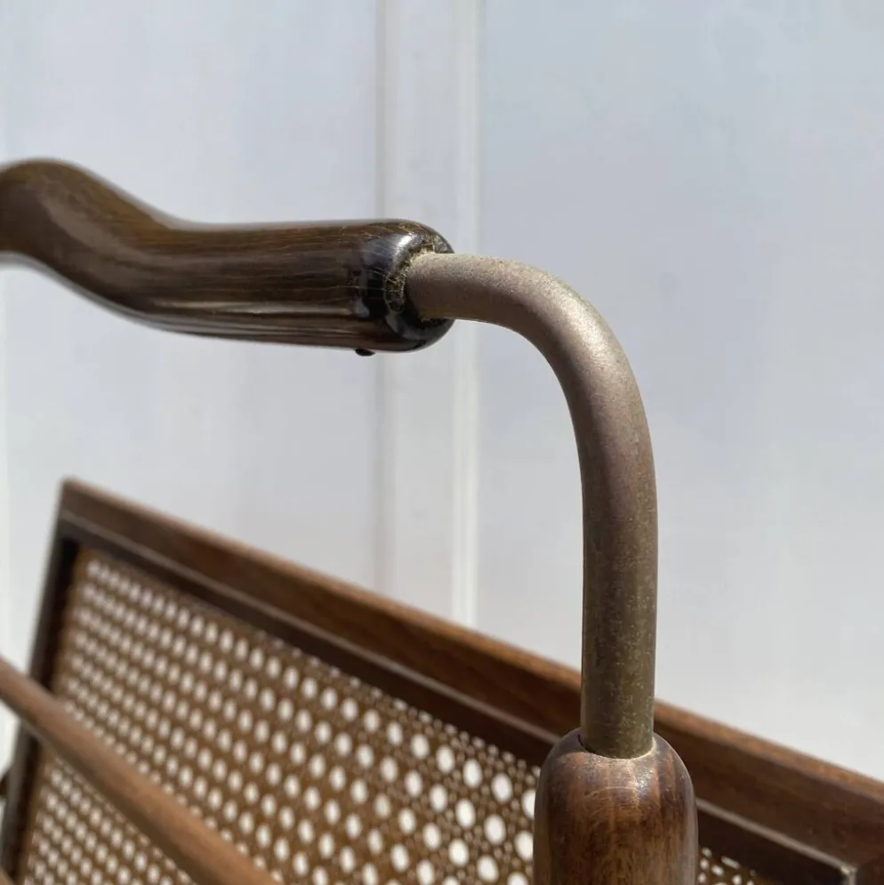 Porte-revues en bois et cannage pieds compas,Cesare Lacca, à années 60