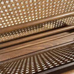 Porte-revues en bois et cannage pieds compas,Cesare Lacca, à années 60