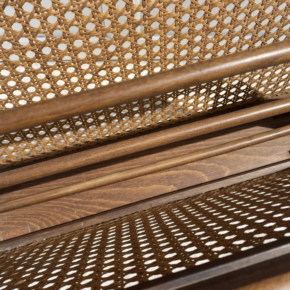 Porte-revues en bois et cannage pieds compas,Cesare Lacca, à années 60