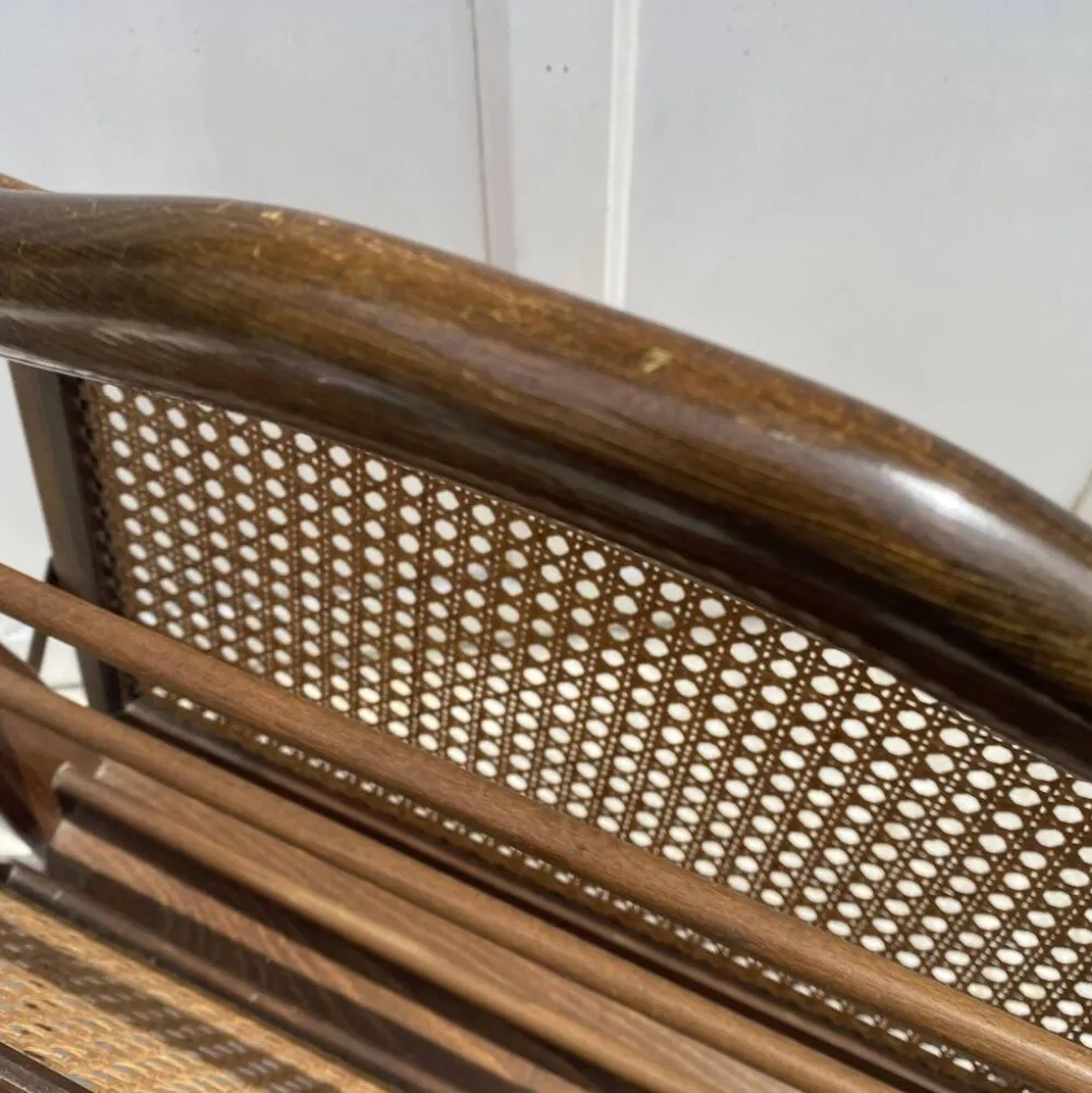 Porte-revues en bois et cannage pieds compas,Cesare Lacca, à années 60