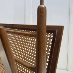 Porte-revues en bois et cannage pieds compas,Cesare Lacca, à années 60