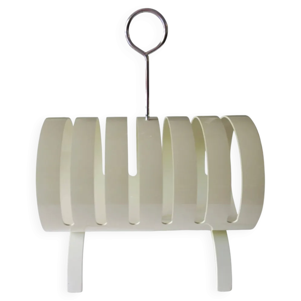 Porte-revues en contreplaqué laqué blanc Opal, années 1960