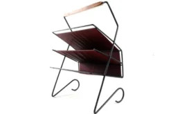 Porte-revues en cuir + métal