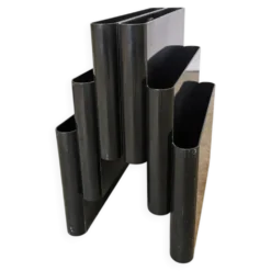 Porte-revues en plastique ABS noir Giotto Stoppino pour Kartell - Italie des années 1970