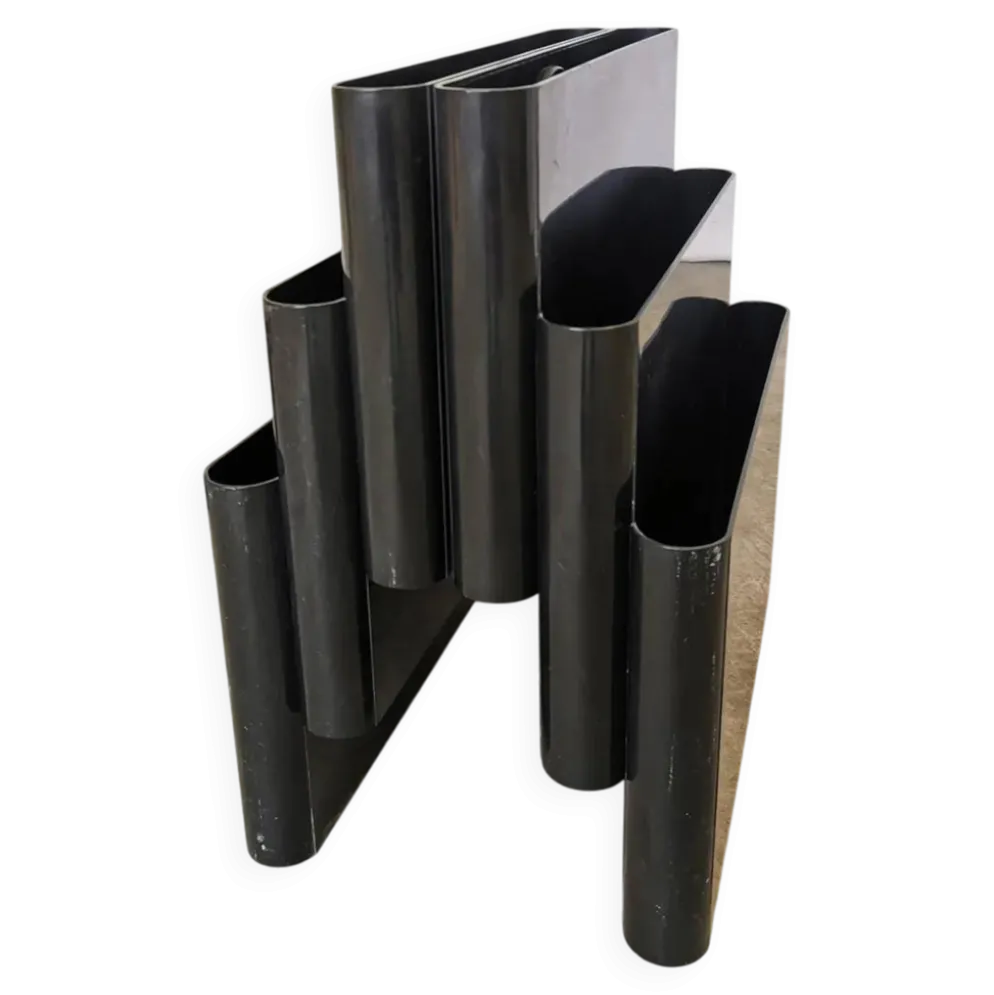 Porte-revues en plastique ABS noir Giotto Stoppino pour Kartell - Italie des années 1970