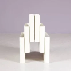 Porte-revues en plastique blanc de grande taille des années 1970 / Giotto Stoppino / Kartell,
