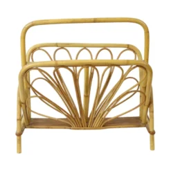 Porte-revues en rotin français style bohème années 60