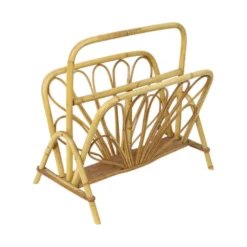 Porte-revues en rotin français style bohème années 60