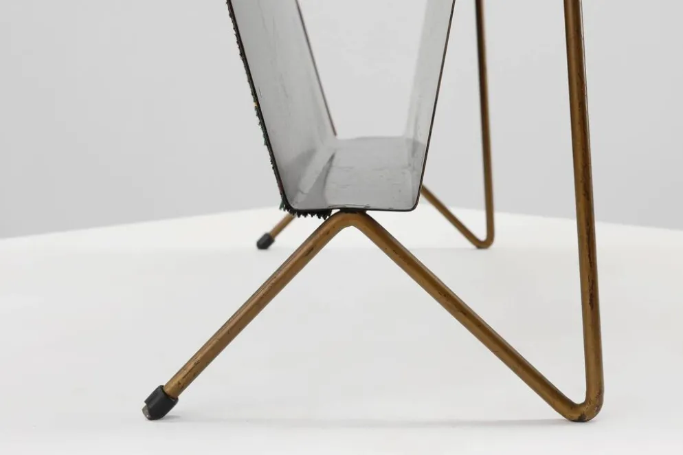 Porte-revues Mid-Century Modern avec poignée en bambou, Belgique années 1960