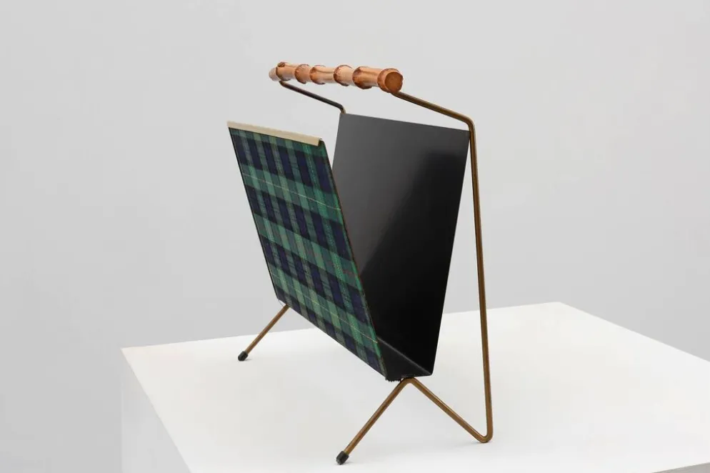 Porte-revues Mid-Century Modern avec poignée en bambou, Belgique années 1960