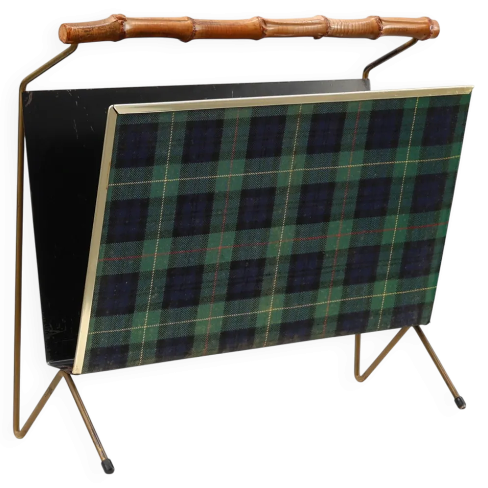 Porte-revues Mid-Century Modern avec poignée en bambou, Belgique années 1960