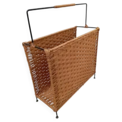 Porte revues rotin armature métal années 50